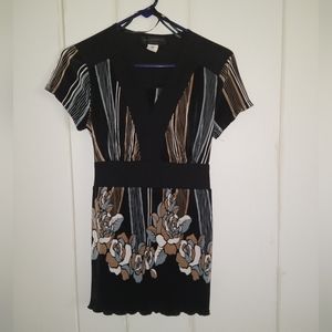 Women's Blouse Elegant Dressy Black Gold Size 8P